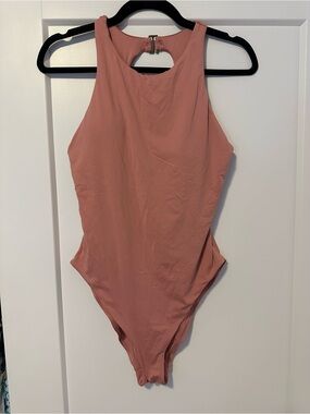 Andie High-Neck One-Piece Swimsuit in Dusty Rose